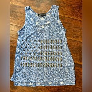 Almost Famous - American Flag Blue Graphic Embellished Tank Top- Small